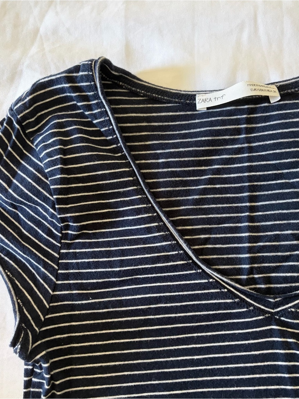Zara Navy & White Striped Short-Sleeve Tee